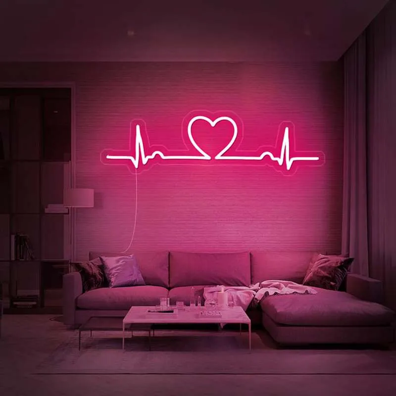 

Aesthetic Cute LOVE BEAT Led Neon Sign Custom Decoracion Acrylic For Shop Party Gift Home Kawaii Wall Room Decor