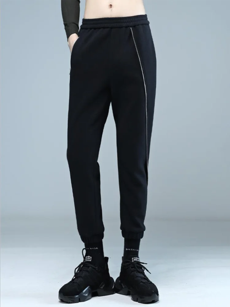 

Men's Sports Pants Autumn Winter New Dark Quality Thick Wool Casual Pants Zipper Design Fashion Fashion Cone Pants