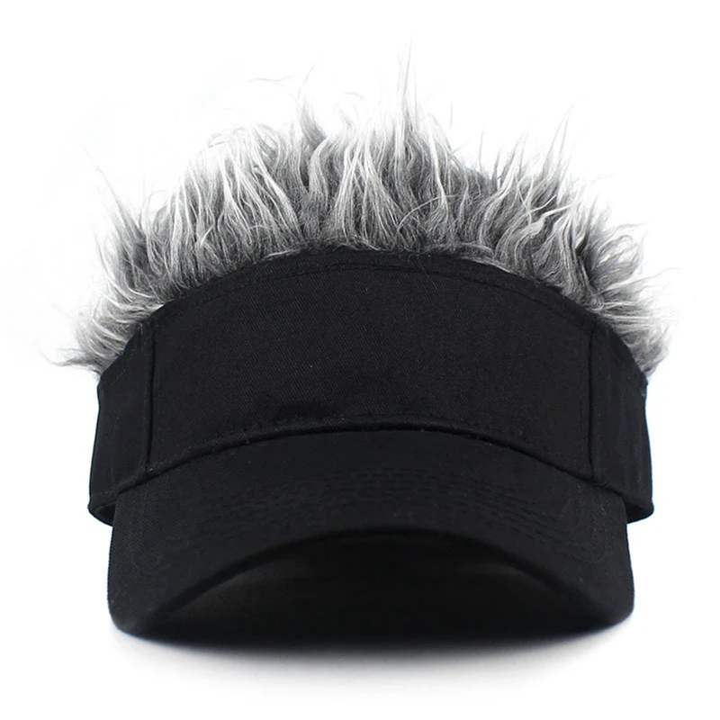 Novelty Baseball Cap Fake Hair Visor Sun Hat Men Women Hip Hop Caps With Spiked Wigs Sport Casual Snapback Funny Casquette New