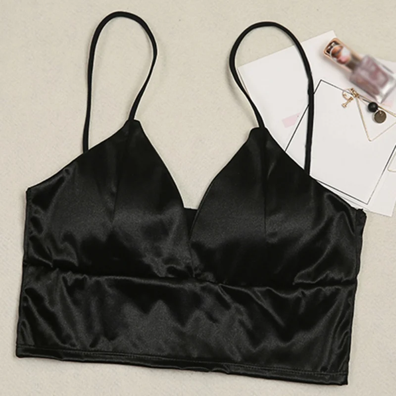 

Sexy Slim Thin Bra Strap Silk Smooth Plunge Bralette Bra Sleeping Sexy Lingerie Top Wireless Bra Brassiere Push Up Bras