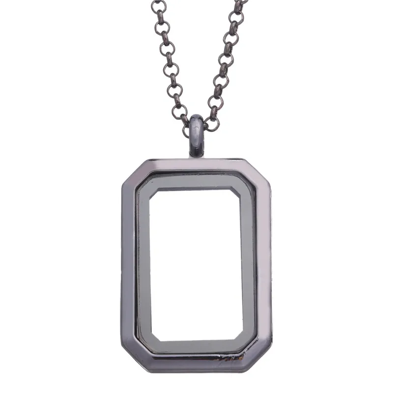 1Pc Hip Hop Openable Rectangle Memorial Ashes Locket Pendant Necklaces Glass Reliquary Picture Box Relicario Men Collier Jewelry