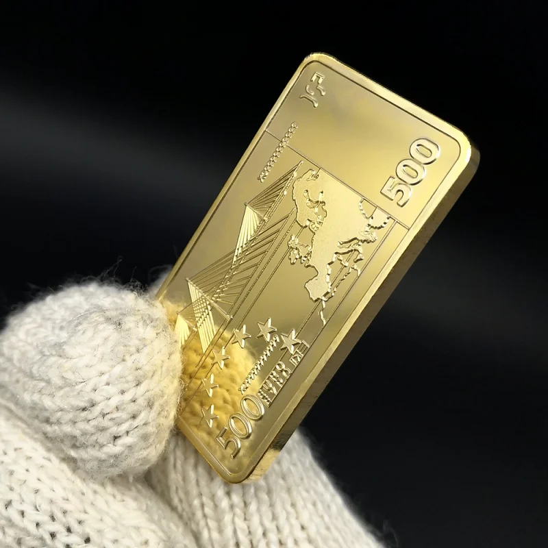 جميل جدا 500 اليورو الذهب البنكنوت بار 24k 999.9 معدن مطلي بالذهب القضبان هدايا تذكارية