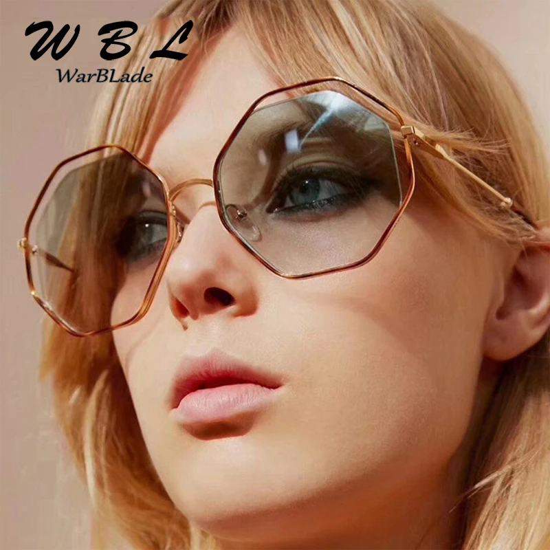 

WarBLade 2019 New Double Colors Frame Women Square Sunglasses Fashion Pearl Effect Ladies Gradient Lens Shades UV400