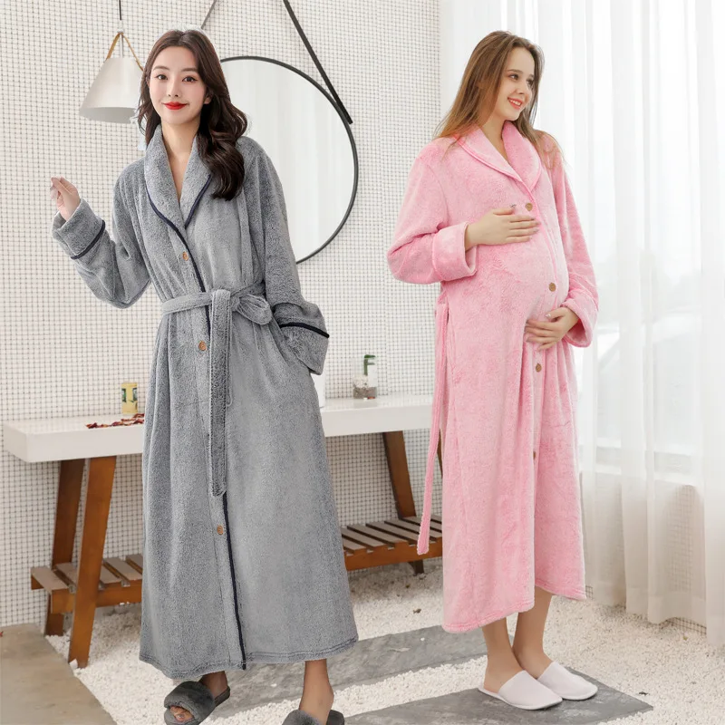 Night Gown New Arrival Autumn Winter Unisex Bathrobes Thick Flannel Fat High Quality Pajamas Bridesmaid Robes Kimono