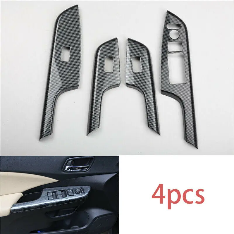 FOR HONDA CR-V CRV 2007-2011 4PCS ABS carbon fiber Window lift panel switch cover trim