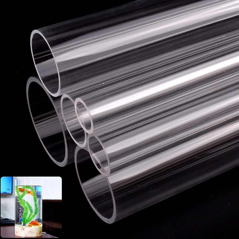 1-3pcs 50cm Length 16-50mm Acrylic Pipe Transparent Plexiglass Tube Fish Tank Aquarium Garden Watering Supply Plexiglass Tube