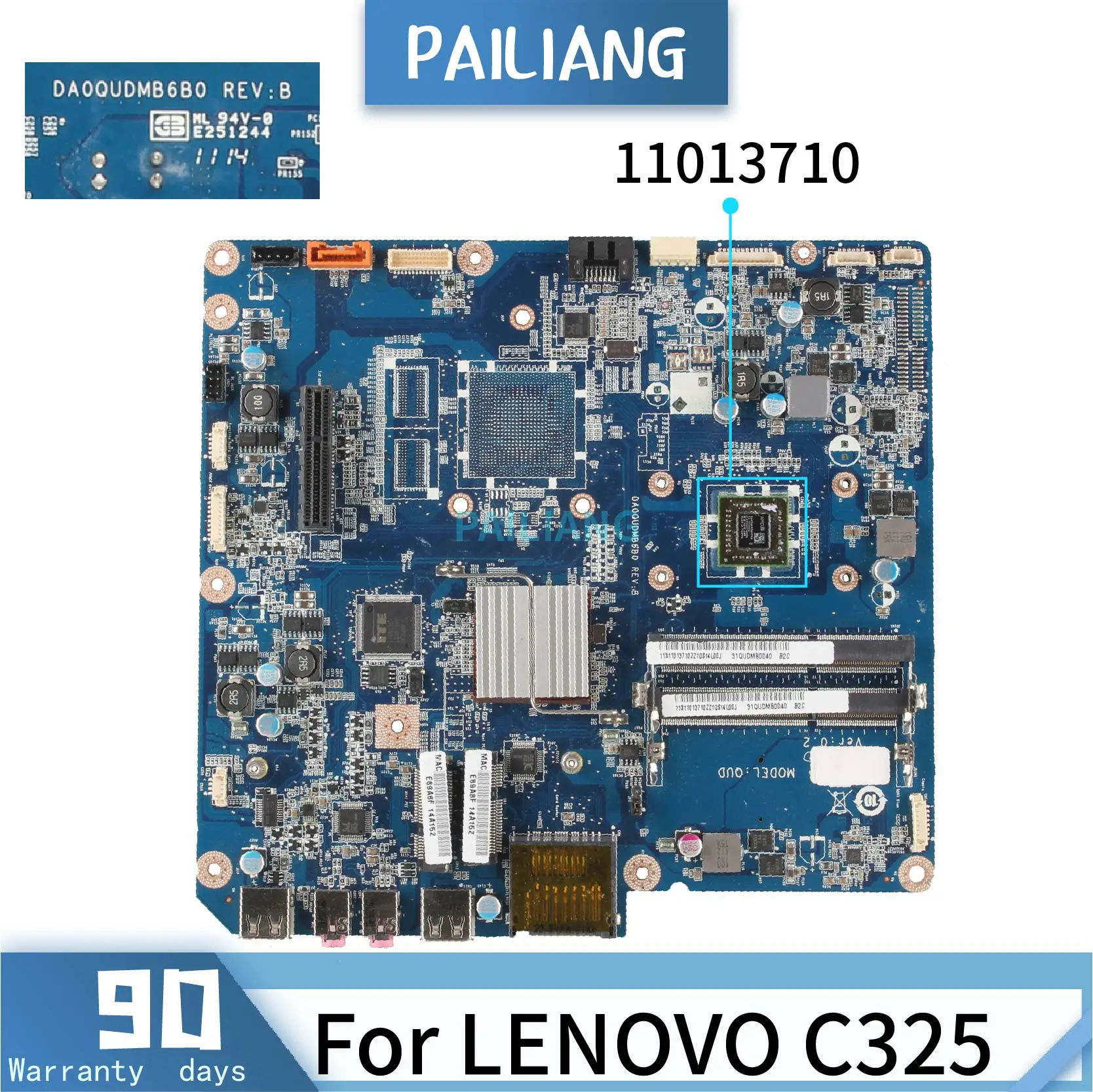 

Материнская плата PAILIANG для ноутбука LENOVO C325 11013710, материнская плата DA0QUDMB6B0 Core 2MA590, протестирована DDR3