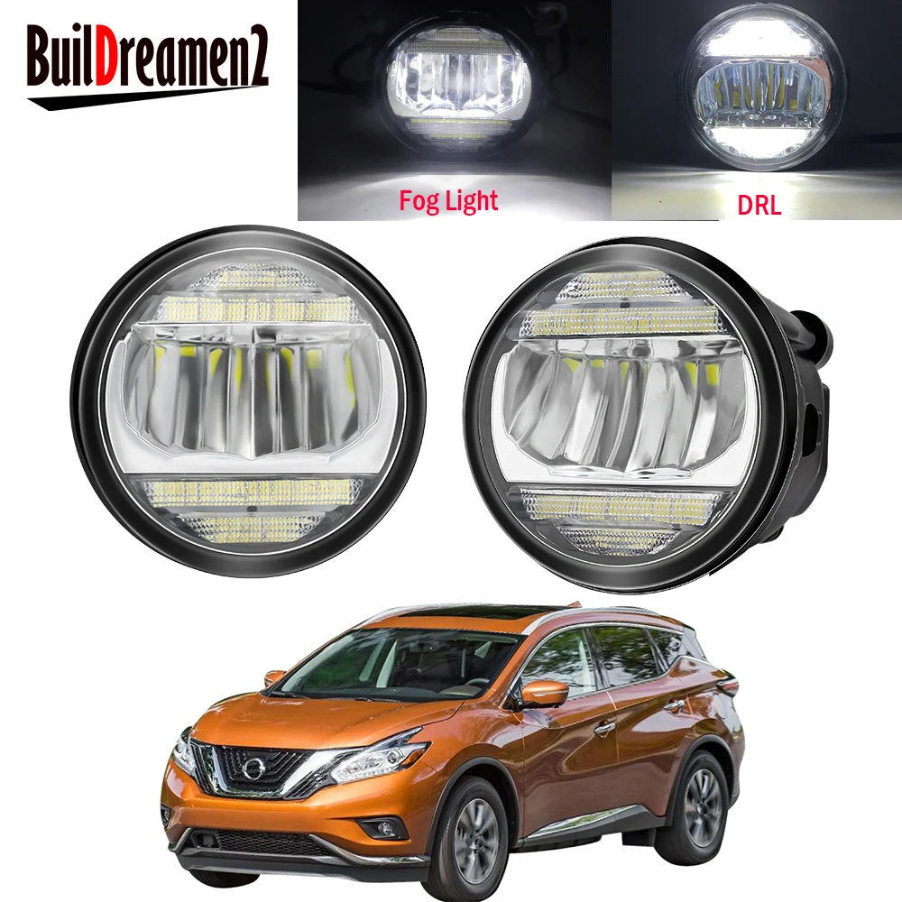 2 X Car Front Bumper Fog Light Assembly LED Daytime Running Lamp DRL 30W 8000LM 12V For Nissan Murano Z51 2007-2014