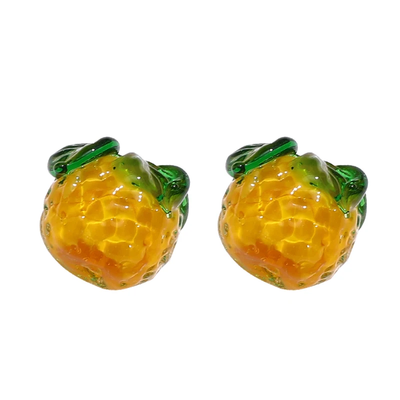 Apple Persimmon Orange Strawberry Fruit Glazed Glass Beaded DIY Handmade Earrings Jewelry Necklace Accessories Material