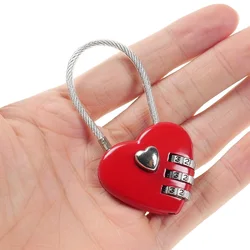 Hot Sale Love Password Lock Wire Rope Lock Travel Bags Three Bit Digital Lock Resettable Combination Padlock Heart