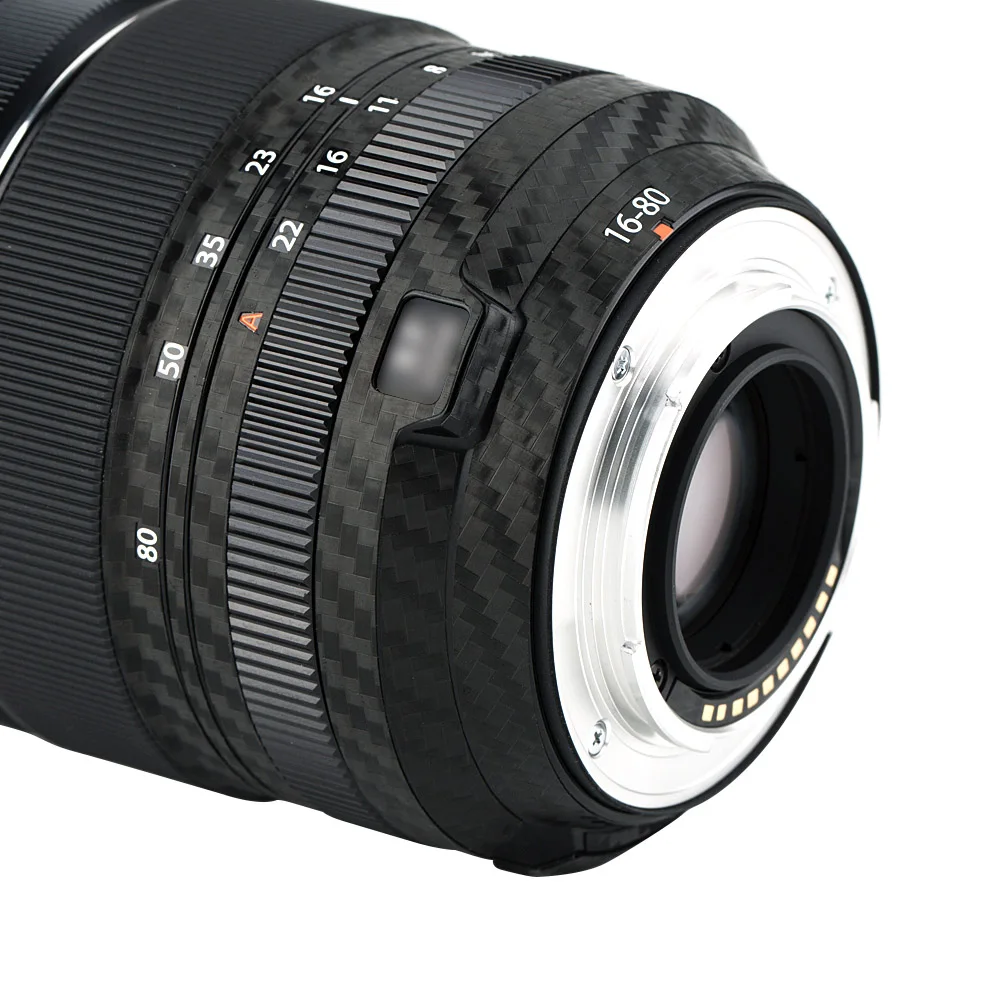 Capa adesiva para câmera fujifilm xf 16-80mm, proteção de lente e fibra de carbono preta