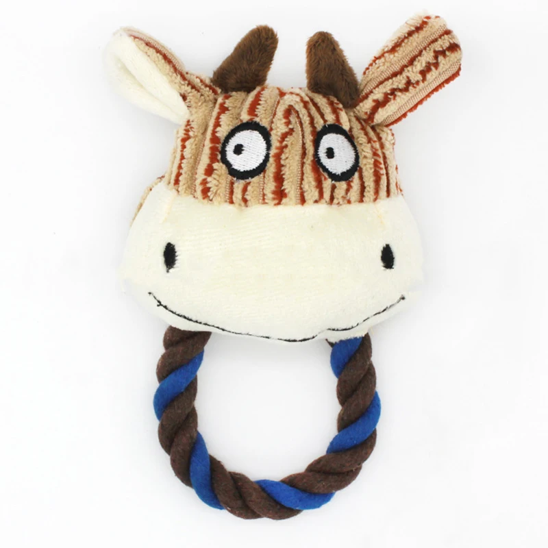 Enjoyable Pet Dog Toys Cotton Rope Animal Head Plush Toys Cotton Hair Vocal  Throwing Products For Dog