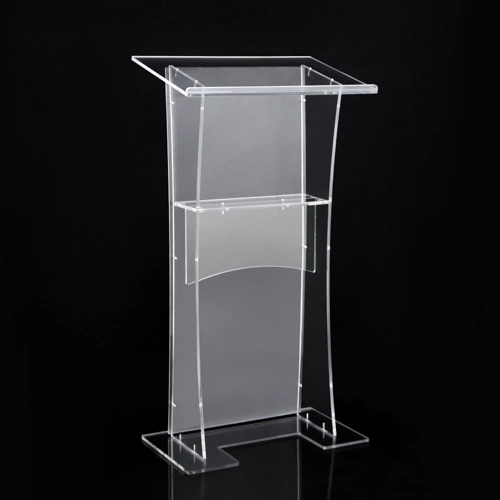 Acrylic Lectern Pulpits Podium Customized logo Modern Smart Plexiglass Pulpit School Church Podium Speaker\'s Stands with Shelf