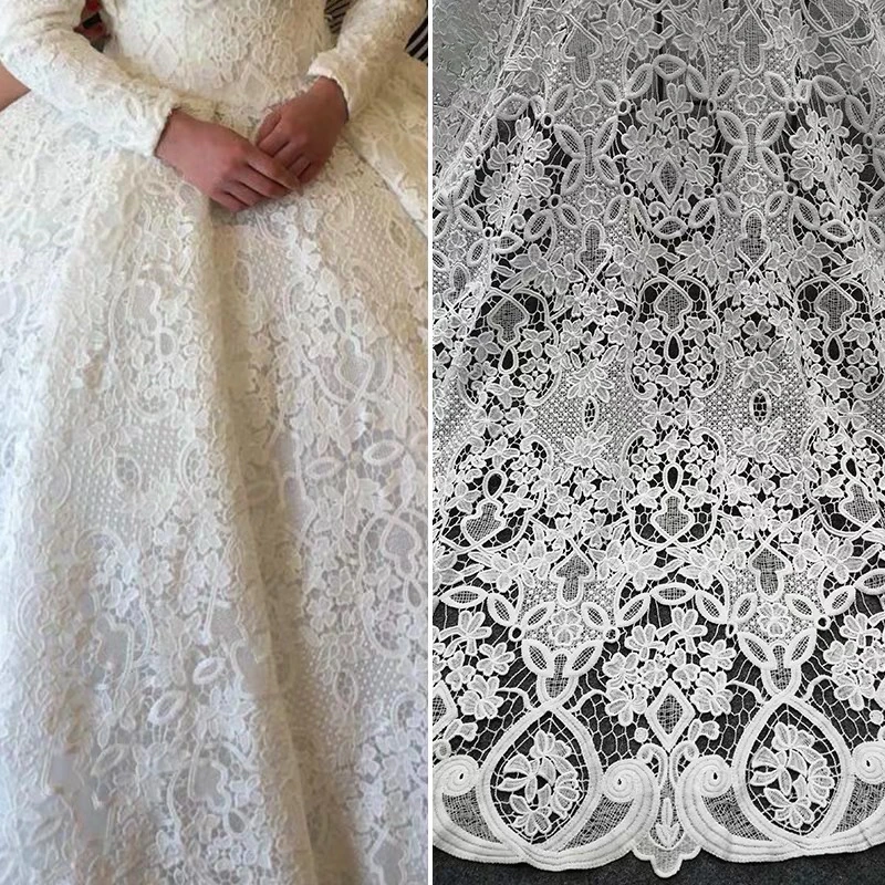 Unique Off White Gorgeous High quality Guipure lace Fabric bridal wedding Dress DIY SEWING Cloth lace fabric 1 yard