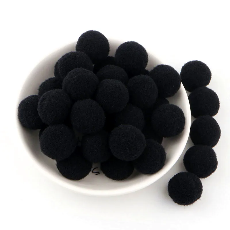 Black Pompom Mini Fluffy Soft Pom Poms Round Shaped Pompomd Balls For Kids DIY Garment Handcraft 8mm 10mm 15mm 20mm 25mm 30mm