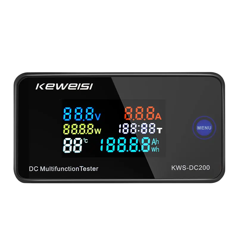 KWS-DC200 Digital Voltmeter DC 0-200V Voltage Seven Functions Power Energy Meter LED Color Display Wattmeter 0-10/50/100A 30% of