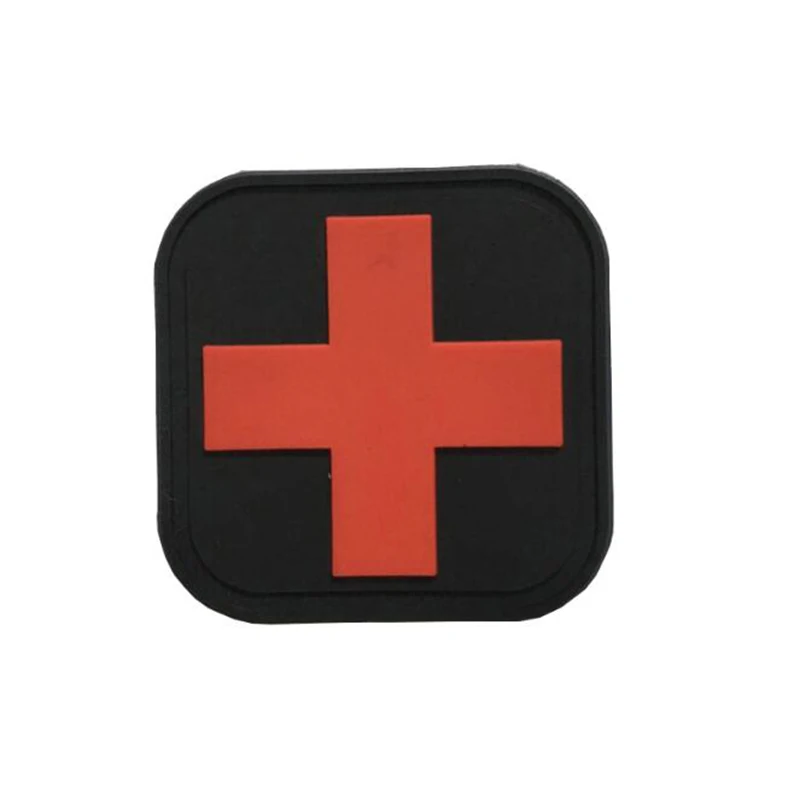 PVC Rubber Black Cross Flag Swiss Cross Medical Rescue Nursing Staff Tactical Soldier Backpack Embroidery Paste Armband