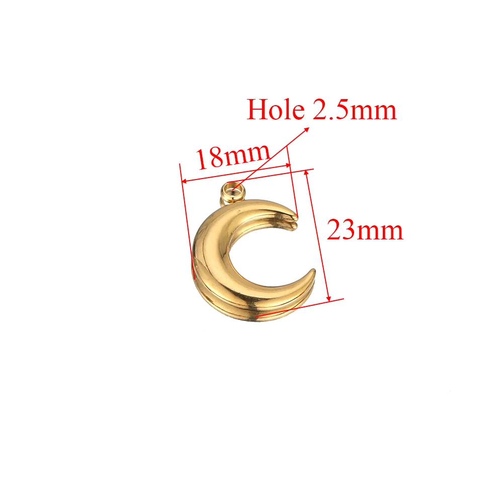 5 Stück Edelstahl Goldfarben Mond-Anhänger DIY Schmuckherstellung Damen Pullover Anhänger Halskette Zubehör Materialien – Detail 4