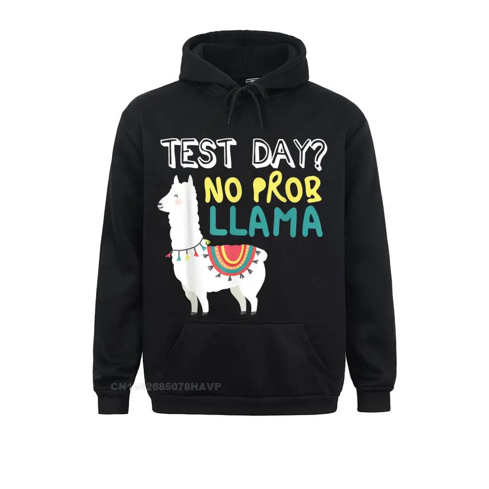 Long Sleeve Hoodies Men Sweatshirts Test Day Llama Teacher Exam Testing Teaching Funny Hoodie Casual Hoods Slim Fit