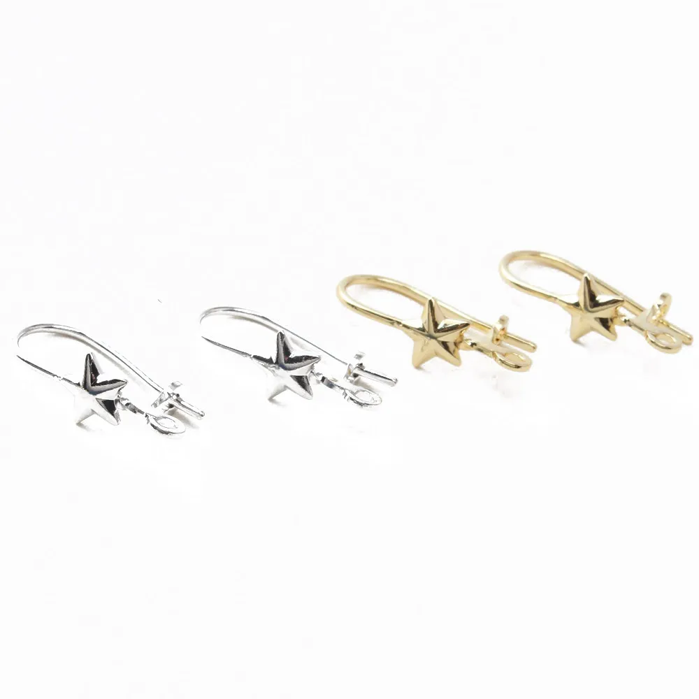 10PCS Star Earhook for Jewelry Findings Components Making Supplies 18 K Gold Plated DIY Earrings Hand Made Brass Accessories