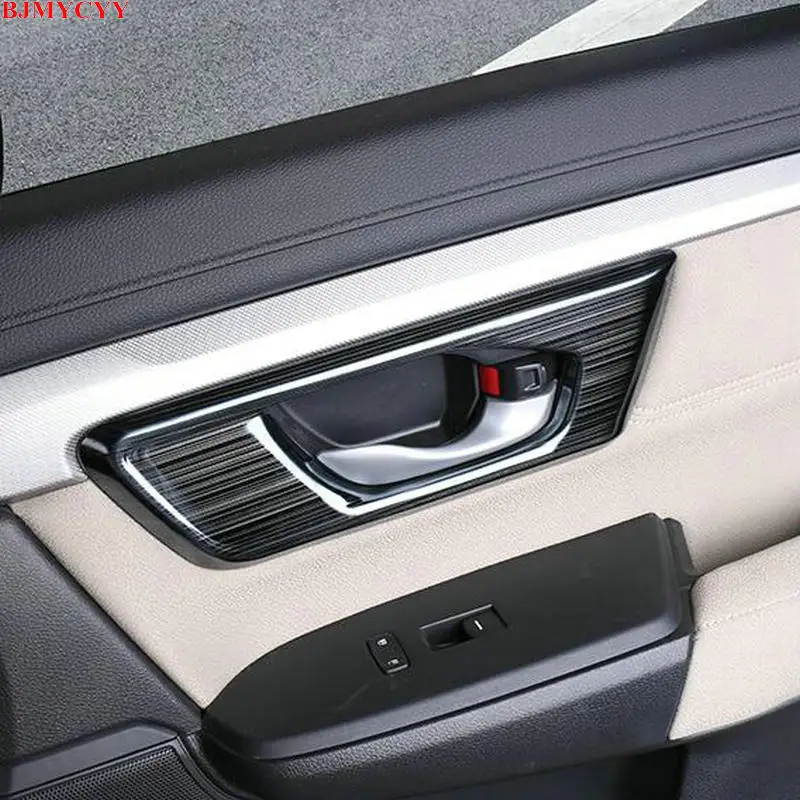 BJMYCYY 4PCS/SET Stainless steel decorative frame for interior handle of car door For HONDA CRV CR-V 2017 2018 accessories