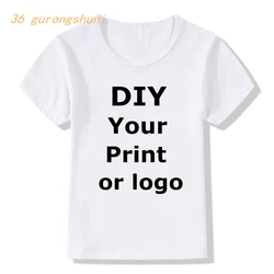 Customized your name Print t shirt boys girls Your own design DIY photo kids clothes Summer tops white tshirt