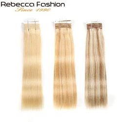 Rebecca Double Drawn Steil Haar P6/613 Blonde P27/613 Braziliaanse Menselijk Haar Weave Bundels 1 Stuk Alleen remy Extensions