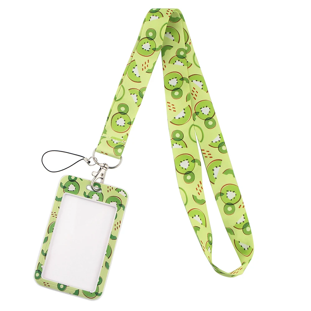 YL66 Novel Fruit kiwi Print Keychain Ribbon Lanyards Badge Holder ID Card Phone Straps Hanging Rope Lariat Keys Students Gifts