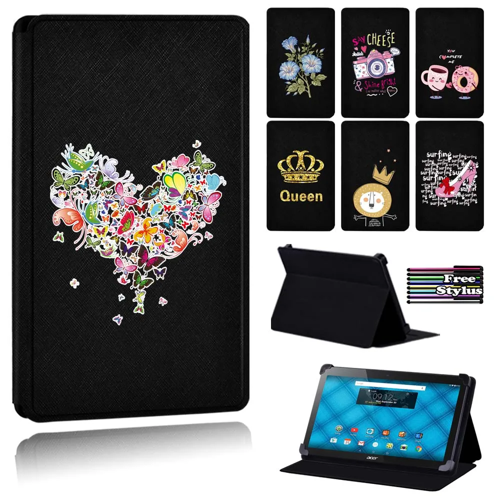 Dust-proof Pattern Printing Leather Flip Tablet Case for Acer Iconia A3-A10/One 10 B3-(A10/A20/A30)/One 10 B3-B3-(A40/A50) + pen