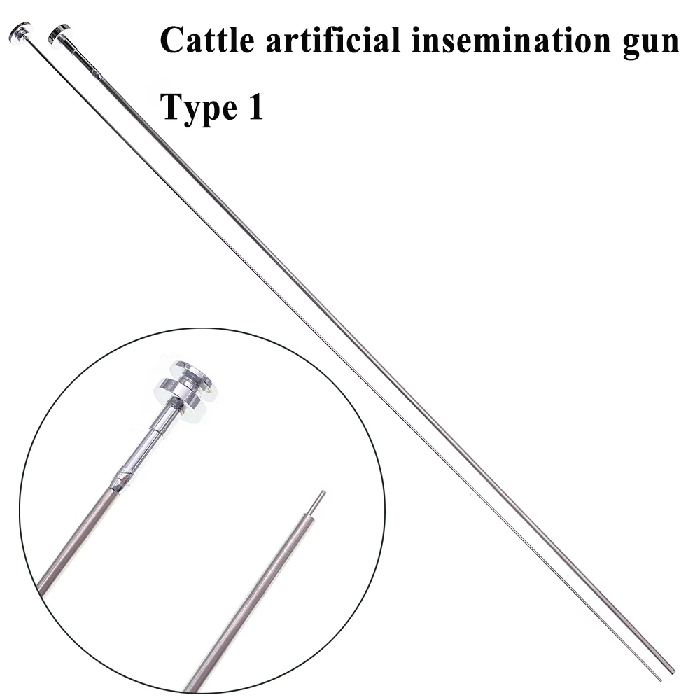 2PCS Cattle Cow Bovid Artificial Insemination Gun Catcher Pipe Tube Casing Needle Dairy Pasture Veterinary Equipment Tools