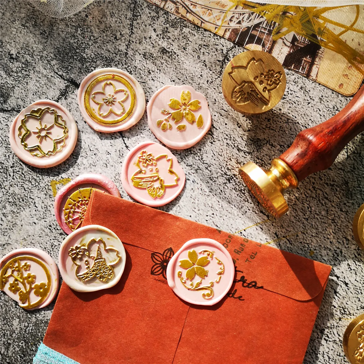Creative Cute Sakura brass wax seal stamp DIY craft sealing stamps decoration for scrapbooking diary scrapbooking standard stamp