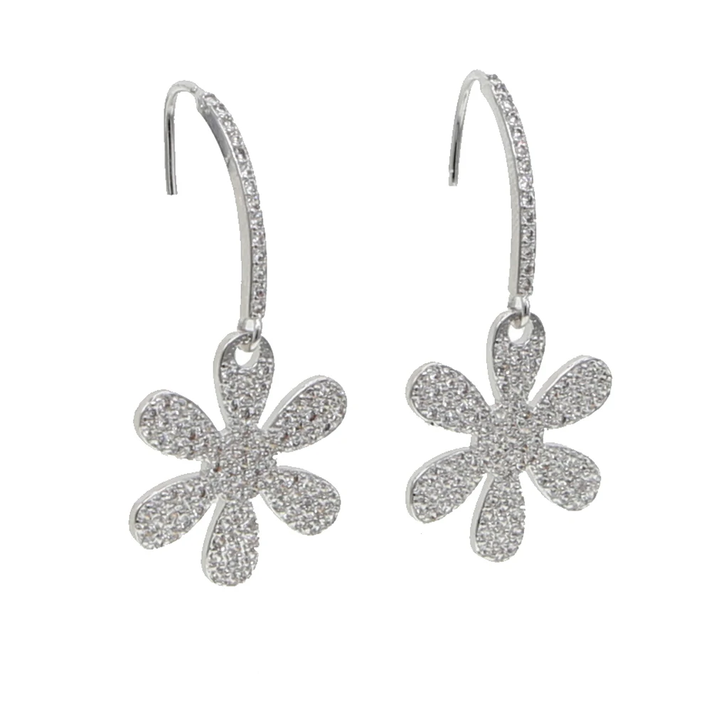 2025 الكلاسيكية العصرية الفاخرة سحر الأبيض تشيكوسلوفاكيا حجر لذيذ زهرة النساء فتاة لونين موضة حساسة مجوهرات الحفلات انخفاض القرط #2