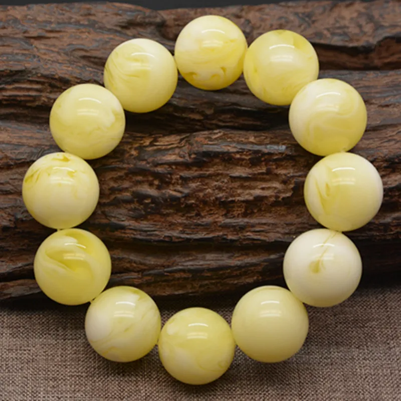 New Style White Nectar Bracelets round Beads Old Beeswax Buddhist Prayer Flowers Honey Crafts Identification Certificate