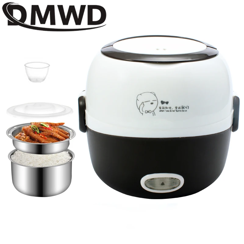 

MINI Rice Cooker Insulation Heating Electric Lunchbox 2 Layers Portable Steamer Multifunction Automatic Food Container 110/220V