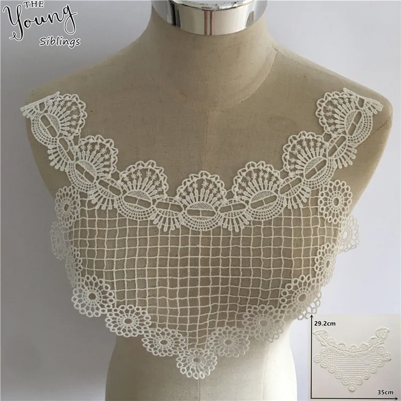 Exquisite White Lace Fabric Embroidery Applique Lace Neckline DIY Tulle Lace Collar Sewing Clothing Accessories Craft Supplies