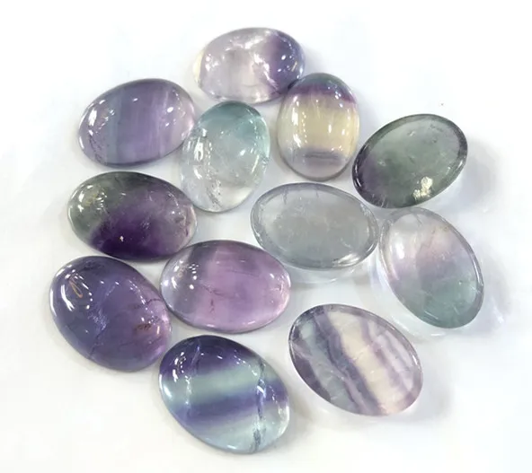 Wholesale 13x18mm Genuine Rainbow Fluorite Cabochon Natural Oval Gemstone Beads For Jewelry Making Ring Face Accessories