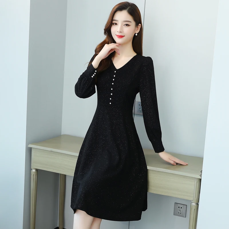 2022 Vintage Đen Cổ Midi Đầm Thu Đông Tay Dài Dạ Hội Sang Trọng Nữ Bodycon Đảng Chắc Chắn Đường Băng Vũ Hội Vestidos