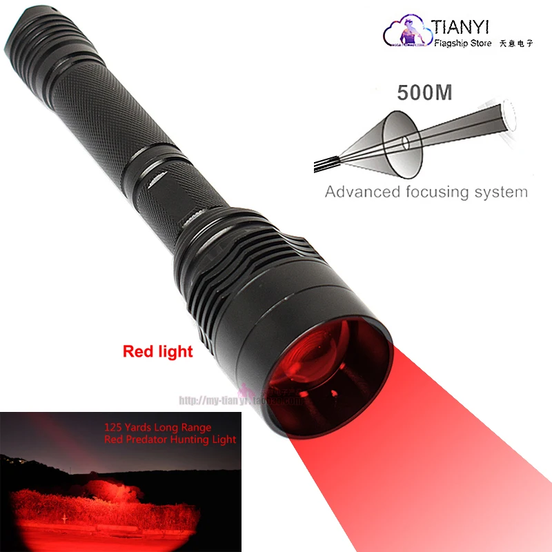 Red Tactical flashlight can zoom hunting flashlight with 18650 battery aluminum waterproof lamp gun seat