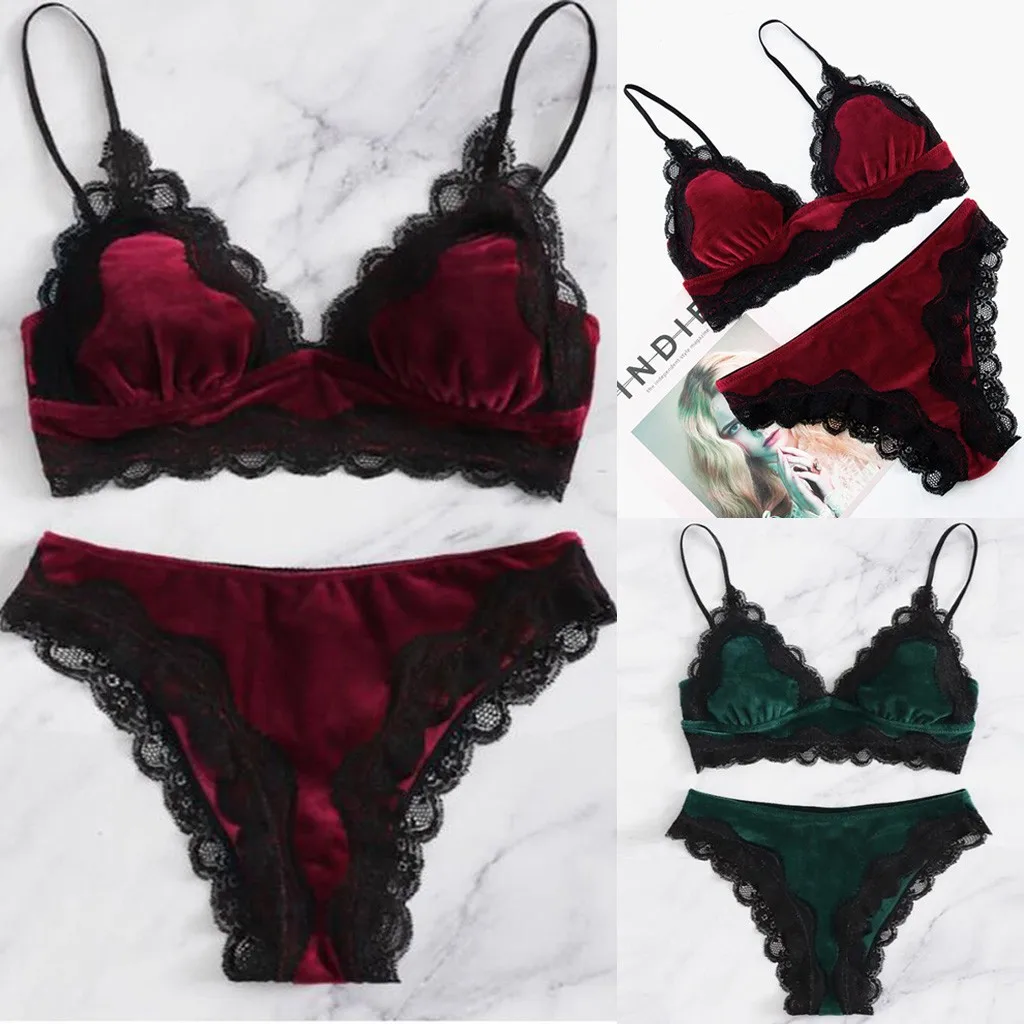 Lingerie Sexy Bra Set Bras 2019 Women Brief Sets Women Sexy Lace Velvet Set Comfortable Sleepwear Bra Underwear Sets *S