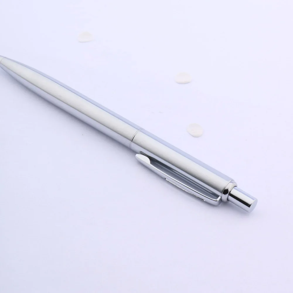 Luxury High Quality Brand 037 BALLPOINT PEN Silver Ornament NEW STAINLESS STEEL METAL Ball Ink Pen Stationery Office Supplies