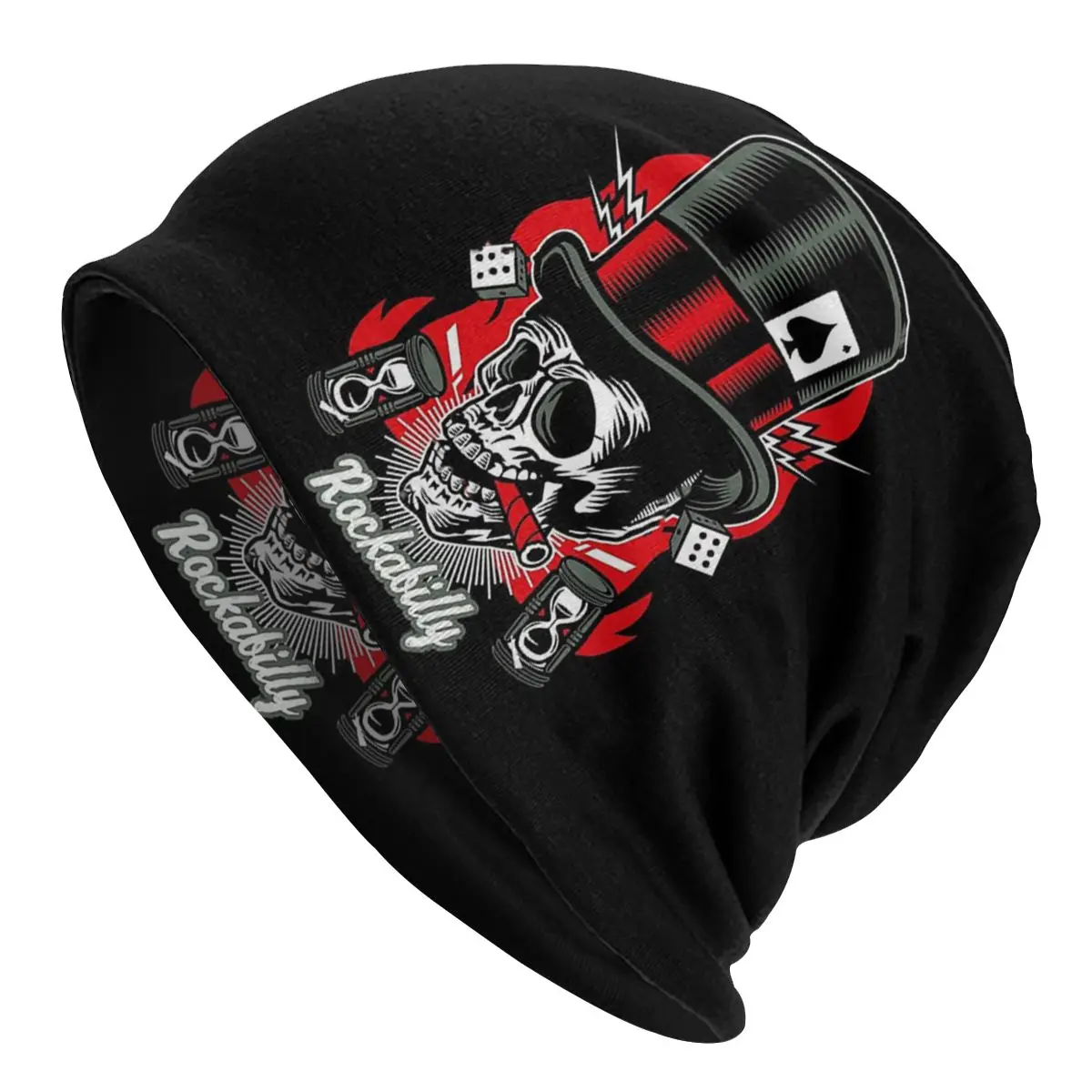 Rockabilly Skull Biker Rock Roll Heavy Metal Music Caps Vintage Street Skullies Beanies Hat Thermal Elastic Bonnet Knit Hat