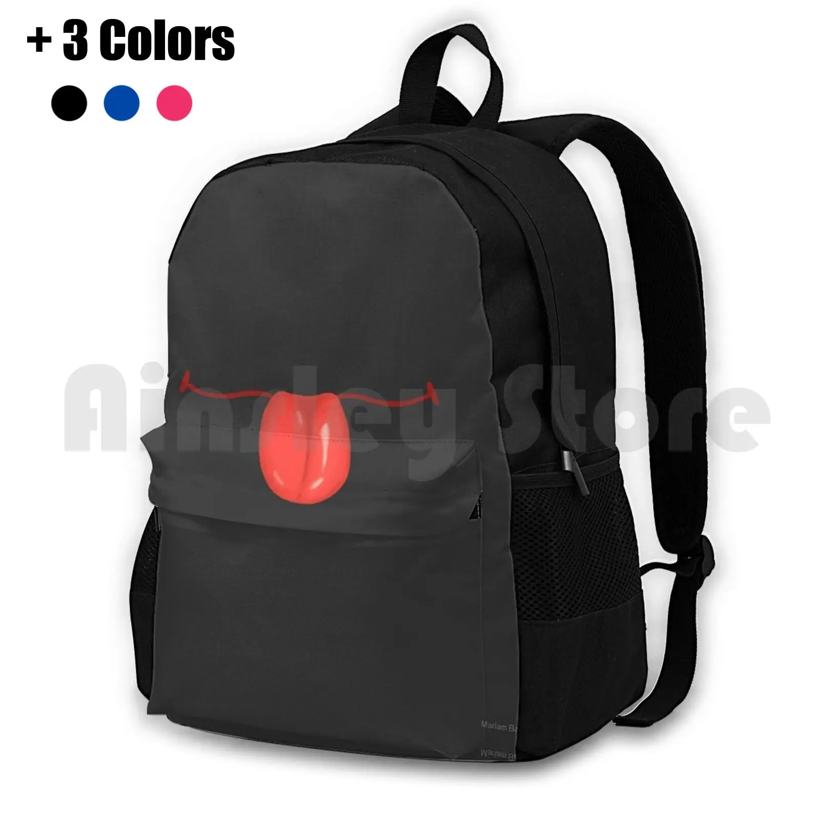 Blep Outdoor Hiking Backpack Riding Climbing Sports Bag Lips Pink Red Face Mouth Cute Funny Iconic Smile Laugh Tongue Curve