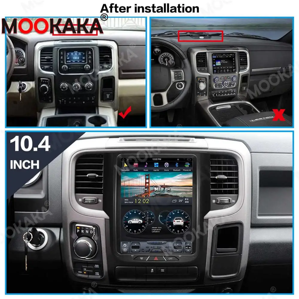 For Dodge Ram 1500 2013-2018 CarPlay  Automotive multimedia Tesla Style Car Radio Android 11.0Bluetooth GPS Gift WIFI Navigation