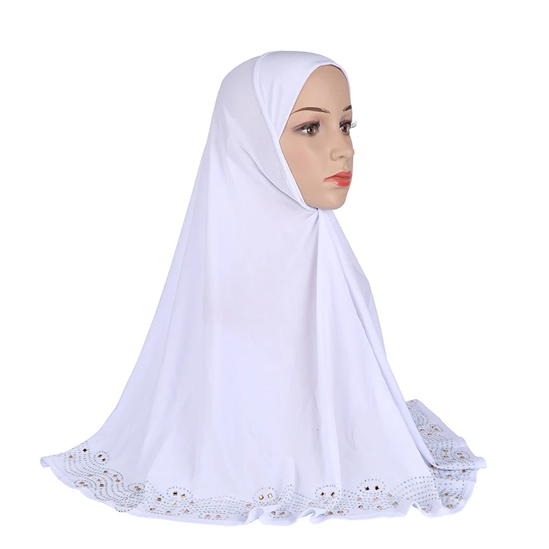 H001 Adults big size muslim hijab scarf with rhinestones islamic headscarf hats armia pull on headwrap ramadan gift