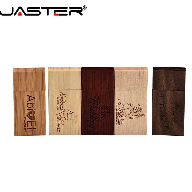 JASTER (ฟรีโลโก้ที่กำหนดเอง) ไม้ USB 2.0แฟลชไดรฟ์มะฮอกกานี Pendrive 4GB / 8GB / 16GB / 32GB /64GB ไดรฟ์ปากกาหน่วยความจำ