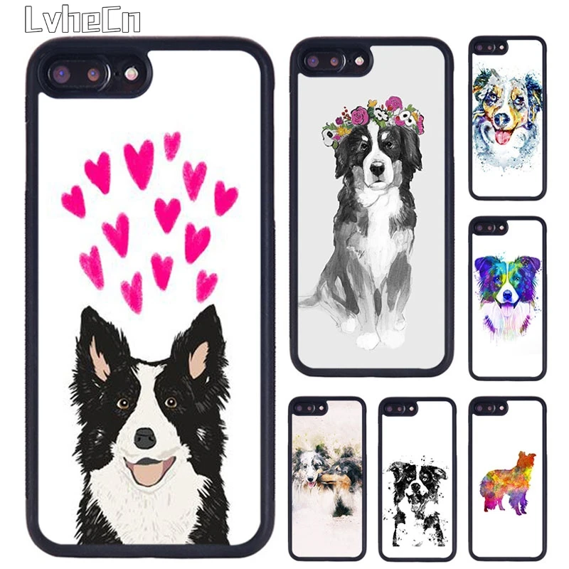 Border Collie Watercolor Phone Case For iPhone 14 15 13 12 Mini X XR XS Max Cover For Apple 11 Pro Max 6S 8 7 Plus SE2020 shell