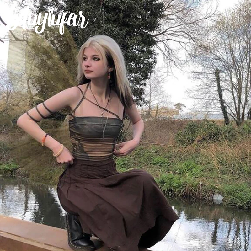 Yiufar-Bandage vert nickel é pour femme, Streetwear grunge, ceinture mince Y2K, batterie avec tube, esthétique Y-Vintage