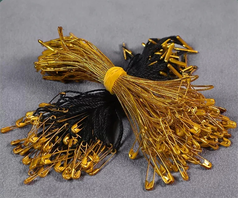High Quality 100pcs 8cm Length Gold Lines Loop Pins Security Loop Tag Fasteners Price Tag Fastener