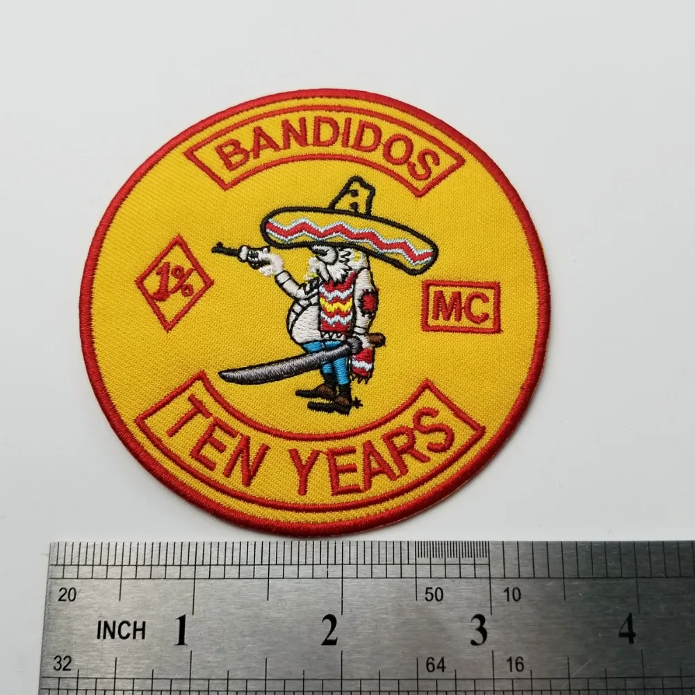 Small MC Bandidos Embroidered Biker Iron on Patches Sewing DIY Badges Appliques Motorcycle Jackets Vests Bags Accessories Craft