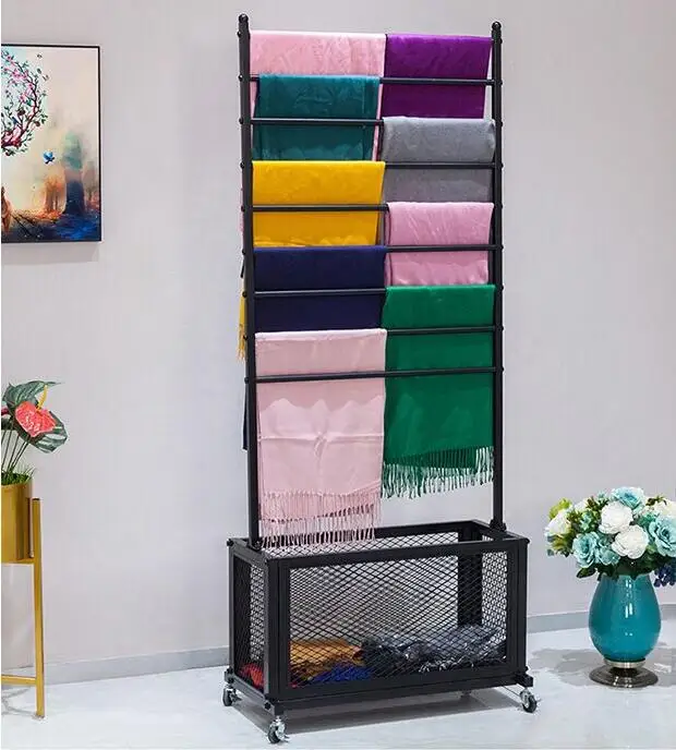 Display rack fresh flower wrapping paper ribbon storage rack floor type hanging scarf silk scarf multi layer display